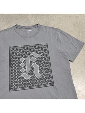 Karl Lagerfeld T-Shirt Mens Large Gray Bandana Logo Graphic Designer $119